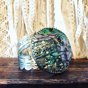 German silver & Abalone Cuff